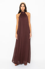 CHOCOLATE DROP HALTER TOP JUMPSUIT