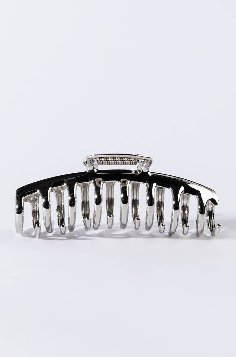 CHROME METAL BANANA HAIR CLAW