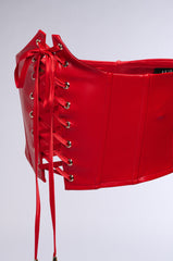 CINCHED UP UNDERBUST CORSET BELT IN RED