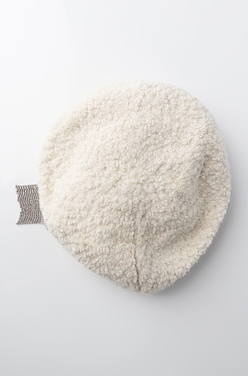 CLAIR TEDDY BERET WITH RHINESTONE PIN