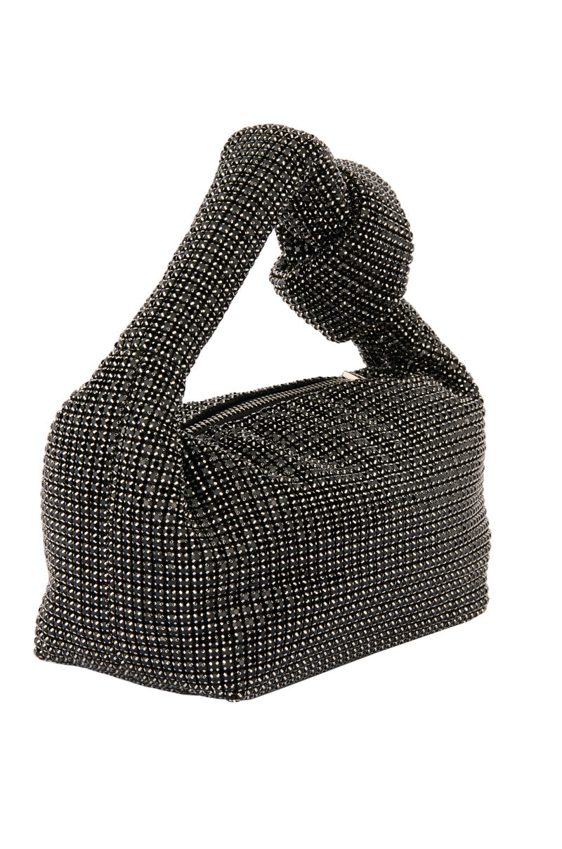 COME CLOSER RHINESTONE PURSE IN BLACK