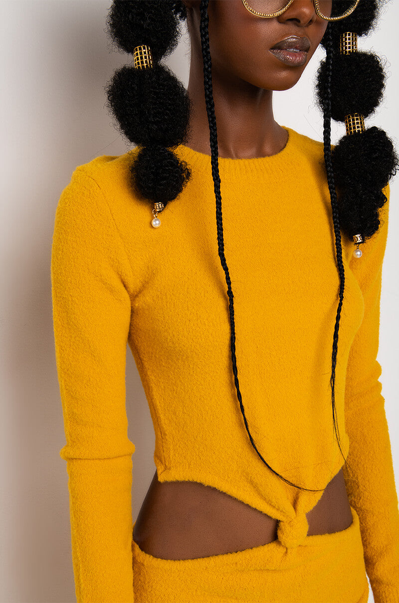 COZY BUT CUTE PLUSH SWEATER MIDI DRESS DARK YELLOW