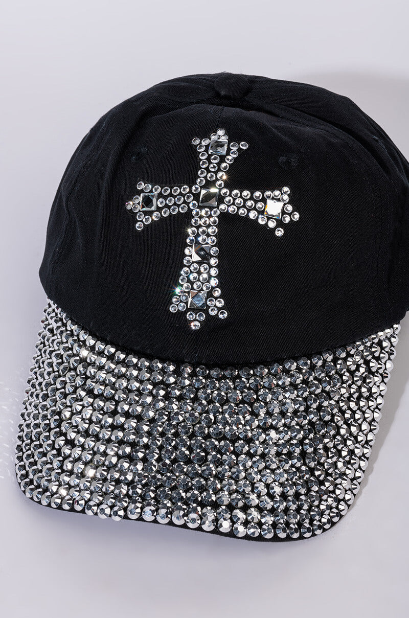 CROSS RHINESTONE HAT