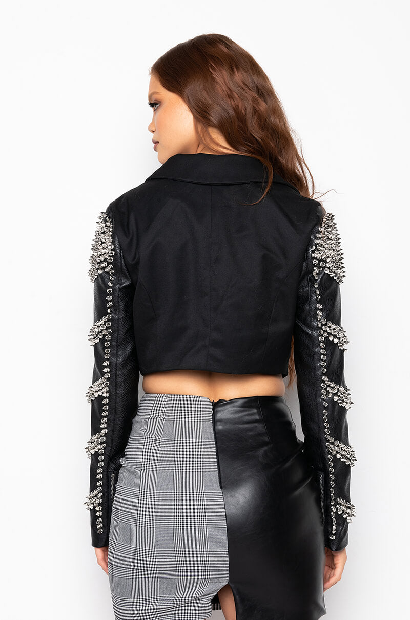 CRUSHED UP STUD CROP BLAZER