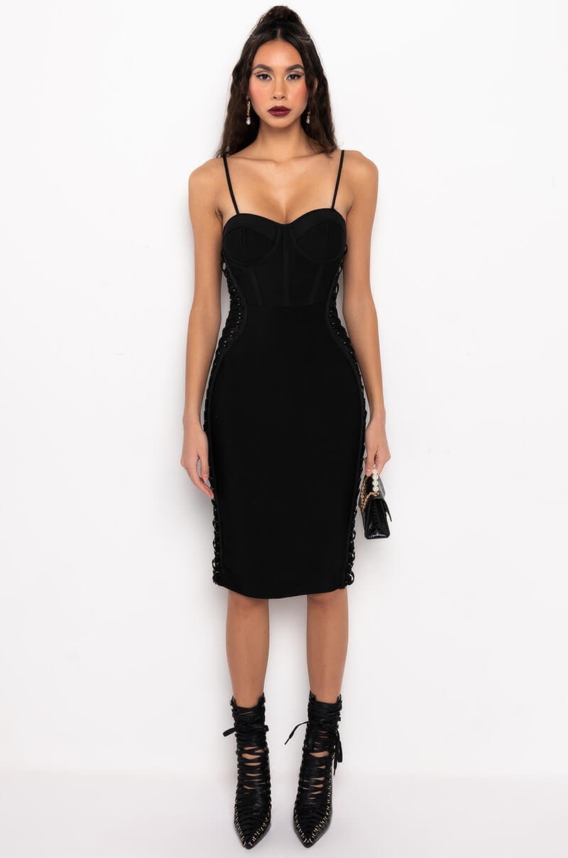 DATE NIGHT BANDAGE MIDI DRESS BLACK