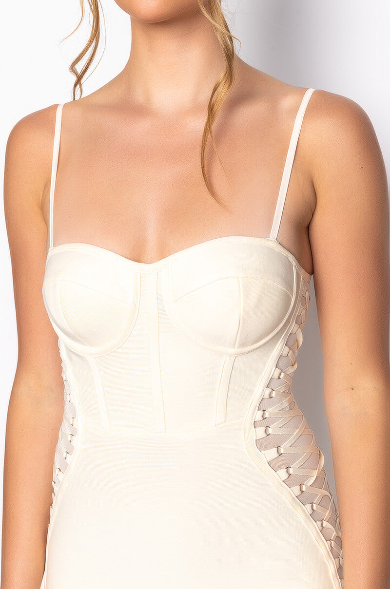 DATE NIGHT BANDAGE MIDI DRESS IVORY