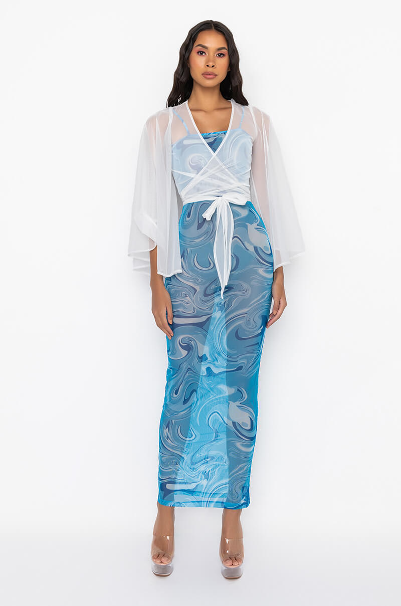 DAYDREAMER FRONT TIE MESH TOP WHITE