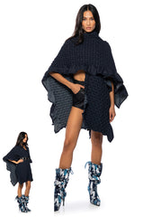 DENIM WEAVE EFFECT PONCHO