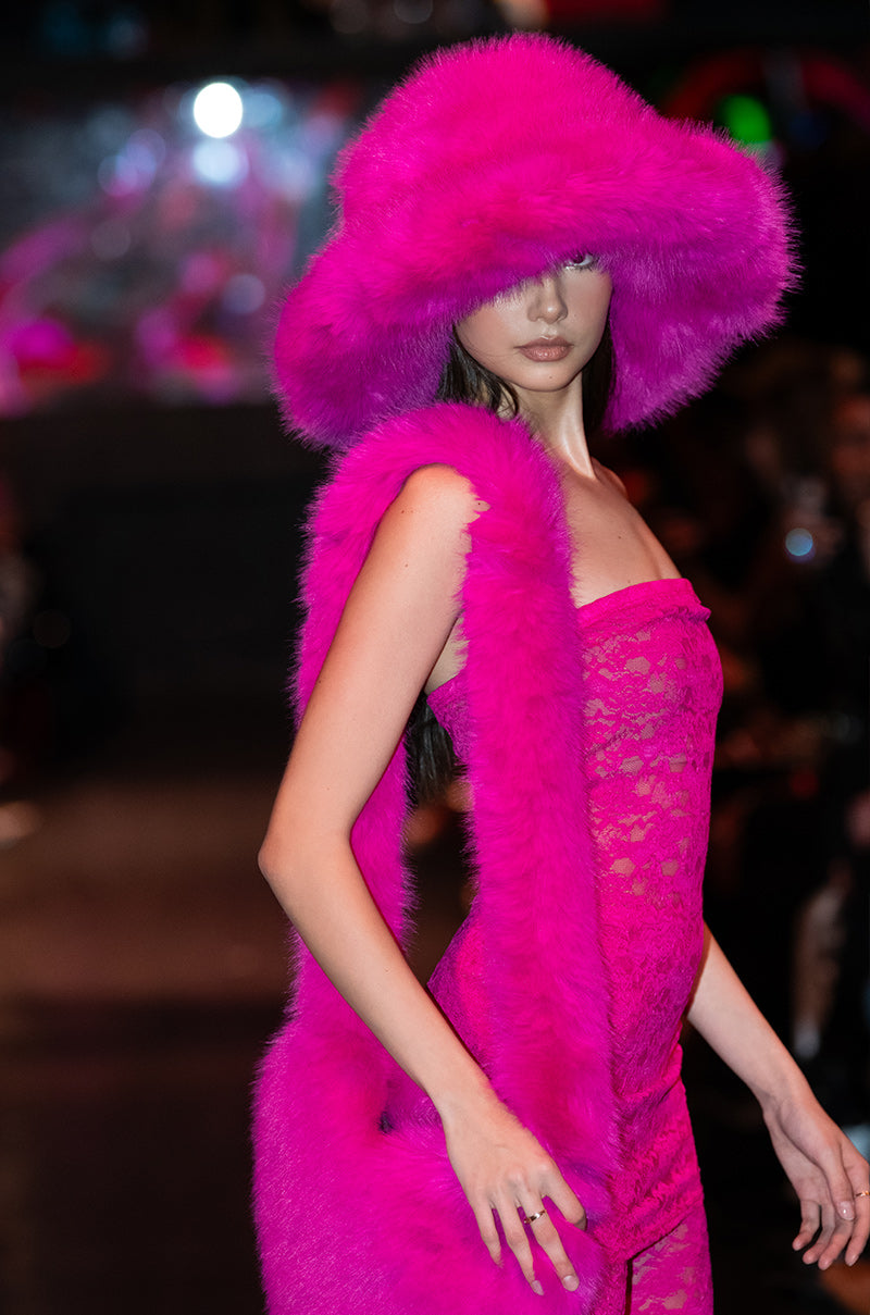DIVINE FEMININE OVERSIZED FAUX FUR BUCKET HAT
