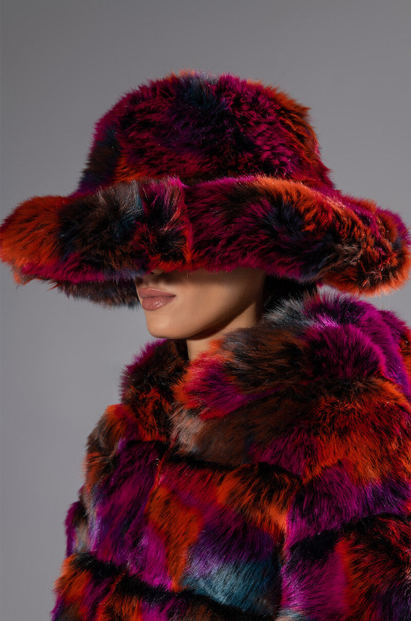 DIVINE FEMININE OVERSIZED FAUX FUR BUCKET HAT