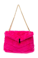 DIVINE FUCHSIA FAUX FUR PURSE