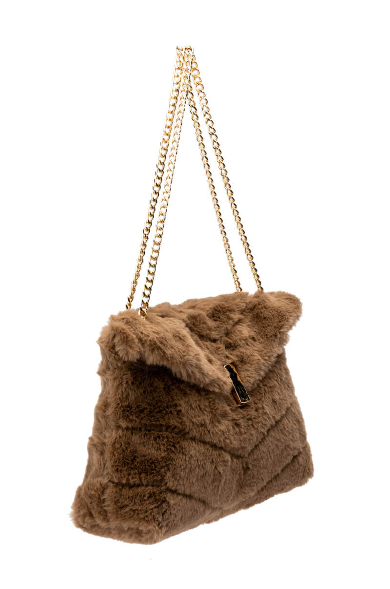 DIVINE TAN FAUX FUR PURSE