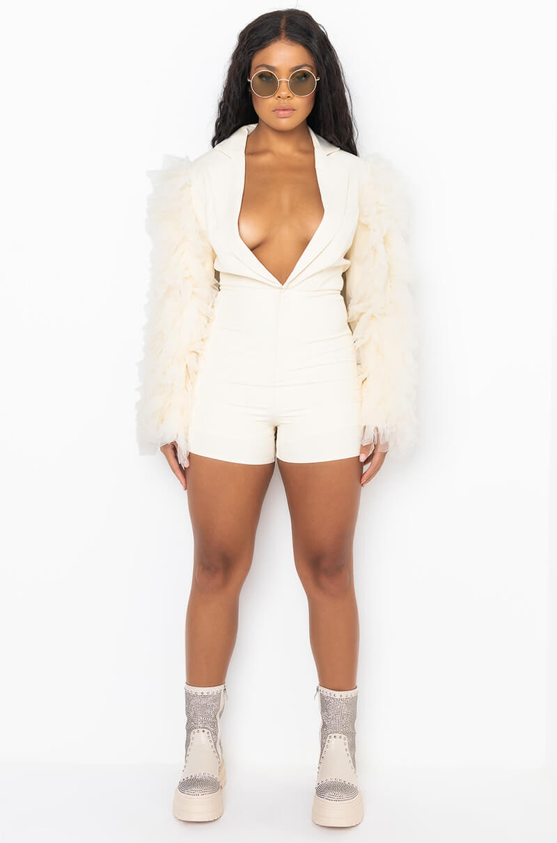 DO THINGS MY OWN WAY FASHION ROMPER IVORY