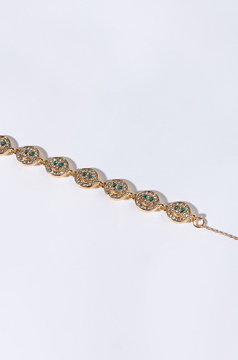 DONT WORRY BE HAPPY RHINESTONE BRACELET