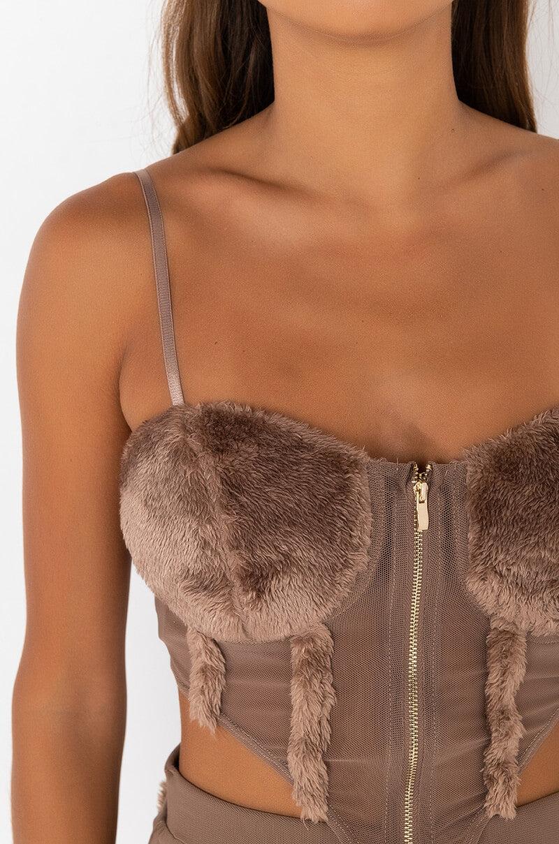 DOWN AND OUT TEDDY CORSET TOP