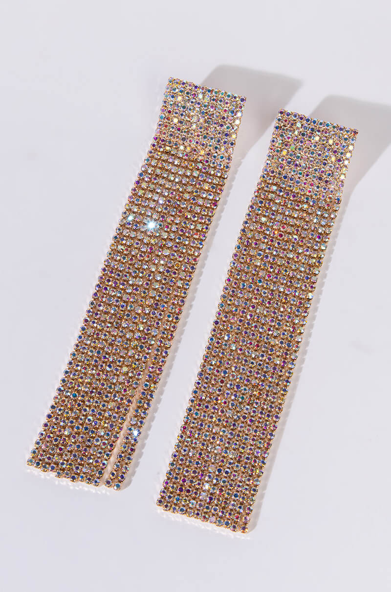 DRIPPIN IN GOLD RHINESTONE DANGLE CZ EARRINGS