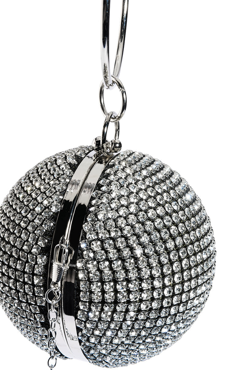 DROP THE BALL RHINESTONE CLUTCH