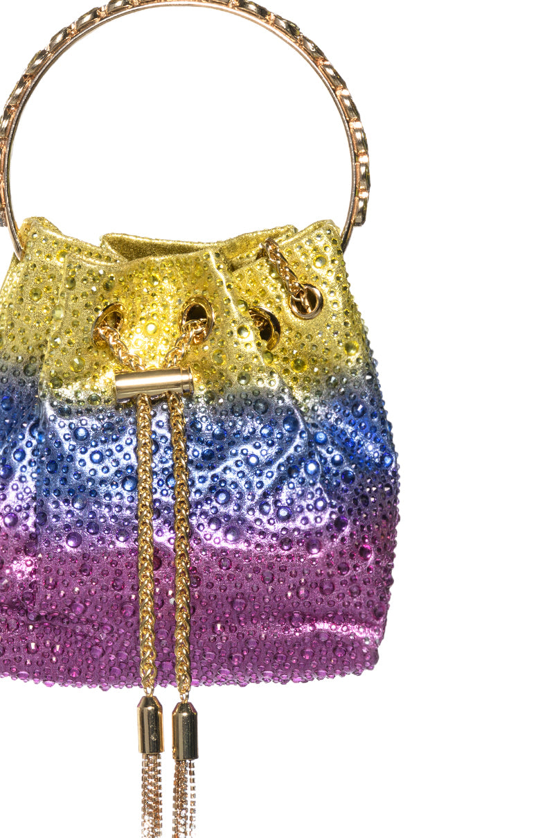 DUSK TO DAWN EMBELLISHED OMBRE BUCKET BAG