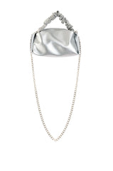 ELANA EMBELLISHED SATIN BAG IN SILVER