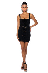EVERY ROSE HAS ITS THORNS LACE CUTOUT MINI DRESS