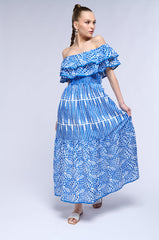 IN IBIZA RUFFLED MIDI DRESS