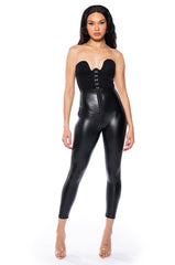 ON THE TOWN CORSET PU LEGGINGS
