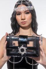 CLEAR NUDE EMBELLISHED PURSE BLACK CLEAR