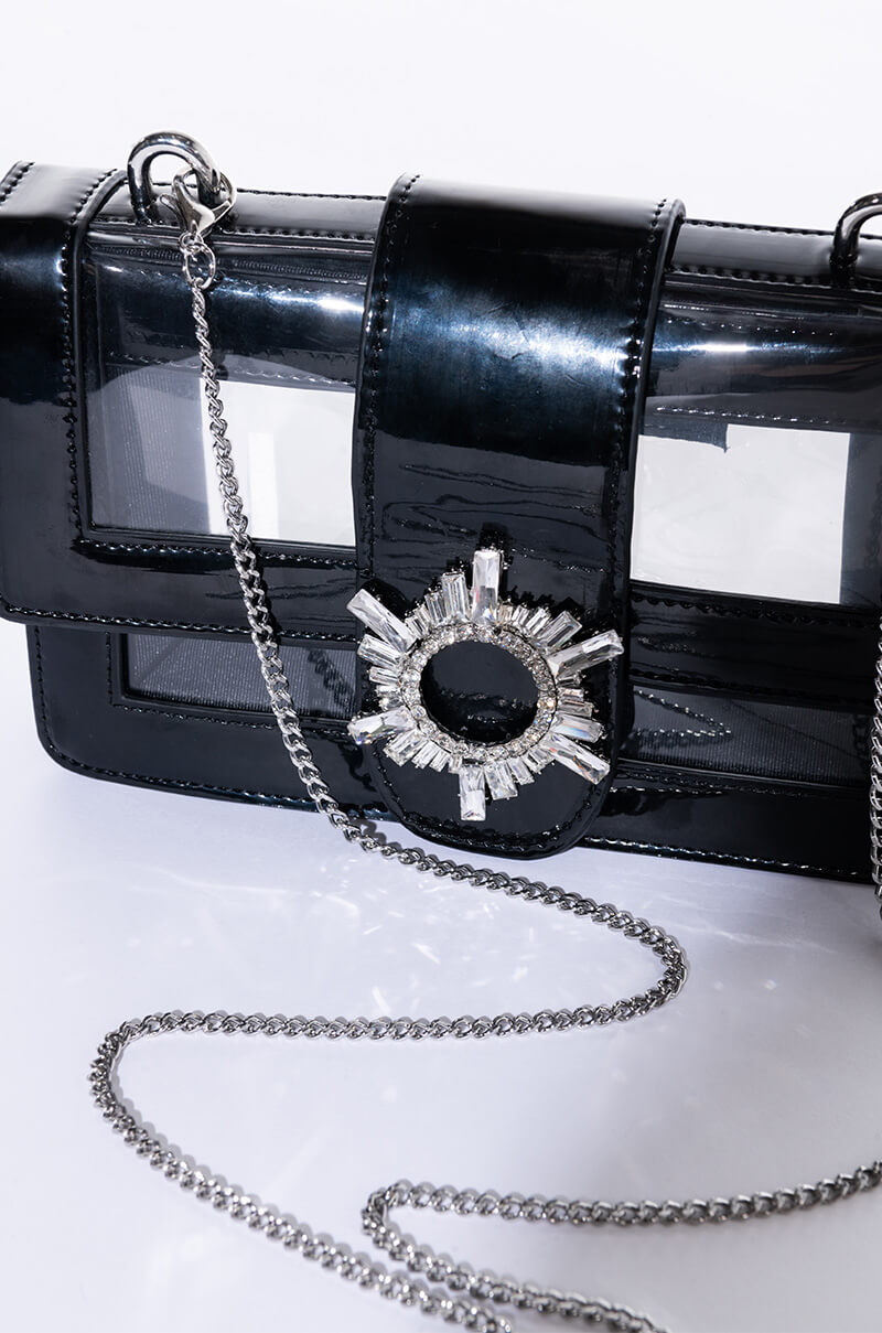CLEAR NUDE EMBELLISHED PURSE BLACK CLEAR