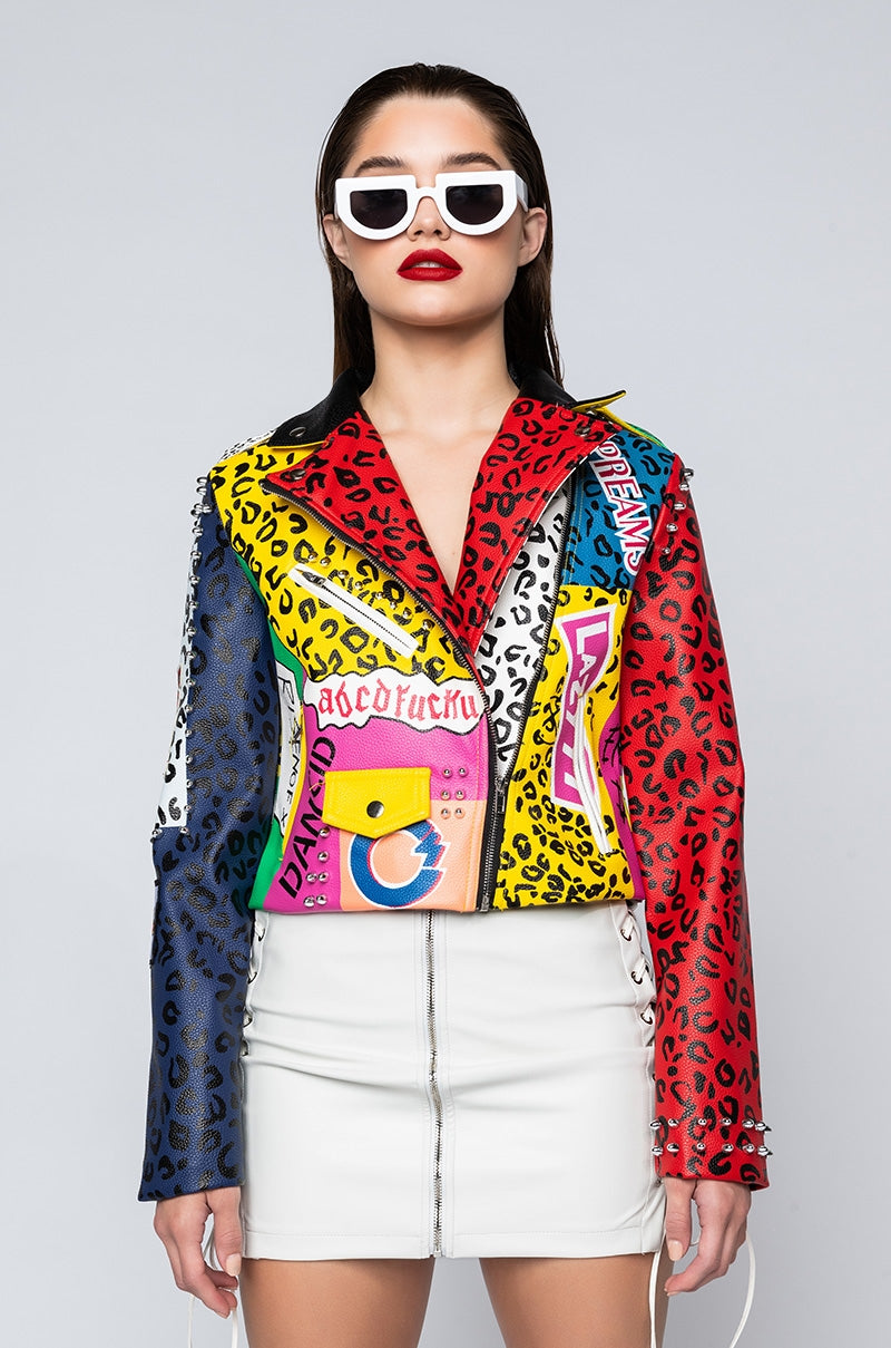 AZALEA WANG WONKA COLORS MOTO JACKET